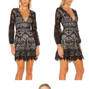 REVOLVE‎ BB Dakota RSVP That's Deep Lace Black long sleeve Mini Dress in Size 0
